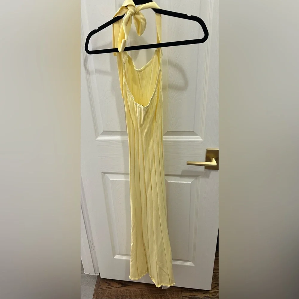 Meshki Jacqui Halter Knit Midi Dress - Lemon (S) - Picture 3 of 8